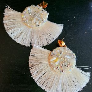 Feathers earrings rhinestone